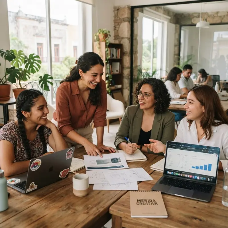 Equipo de la agencia de marketing digital Real y Medio en Mérida Yucatán trabajando en estrategias de ventas.